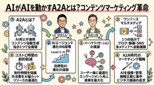 AIがAIを動かすA2Aとは?コンテンツマーケティング革命 全体図解グラレコ