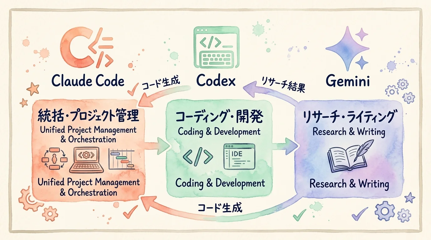 Claude Code・Codex・Gemini使い分け図解