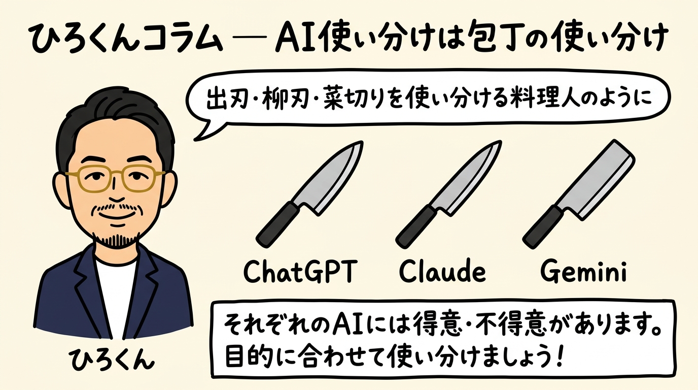 ひろくんコラム AI使い分けは包丁の使い分け