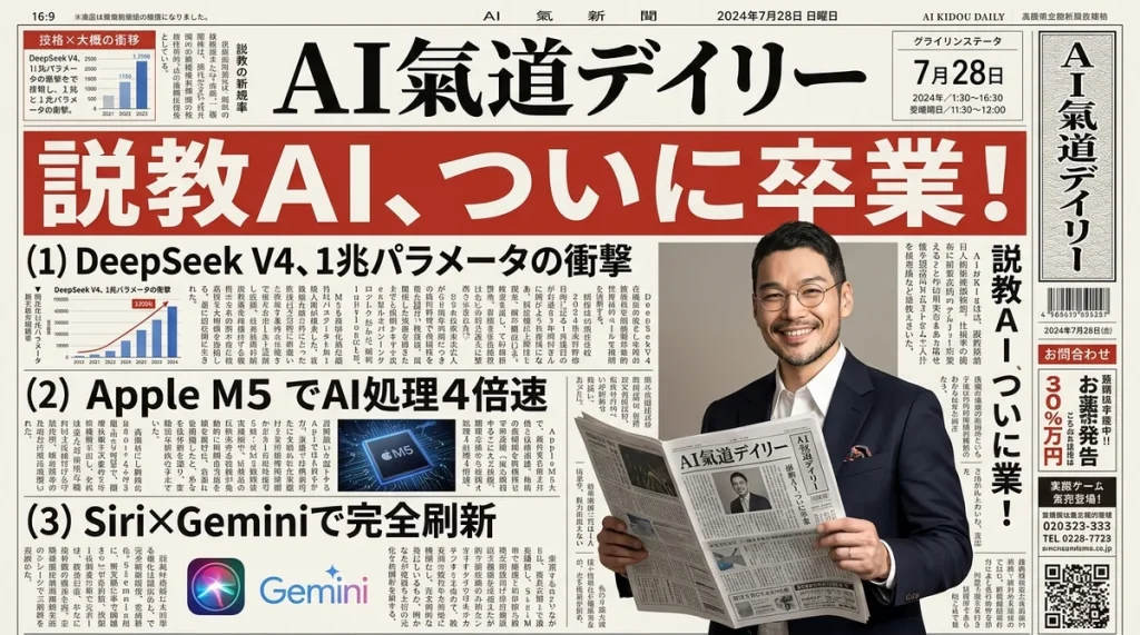AIニュース2026年3月4日号アイキャッチ - 新聞風デザイン「説教AI、ついに卒業！」