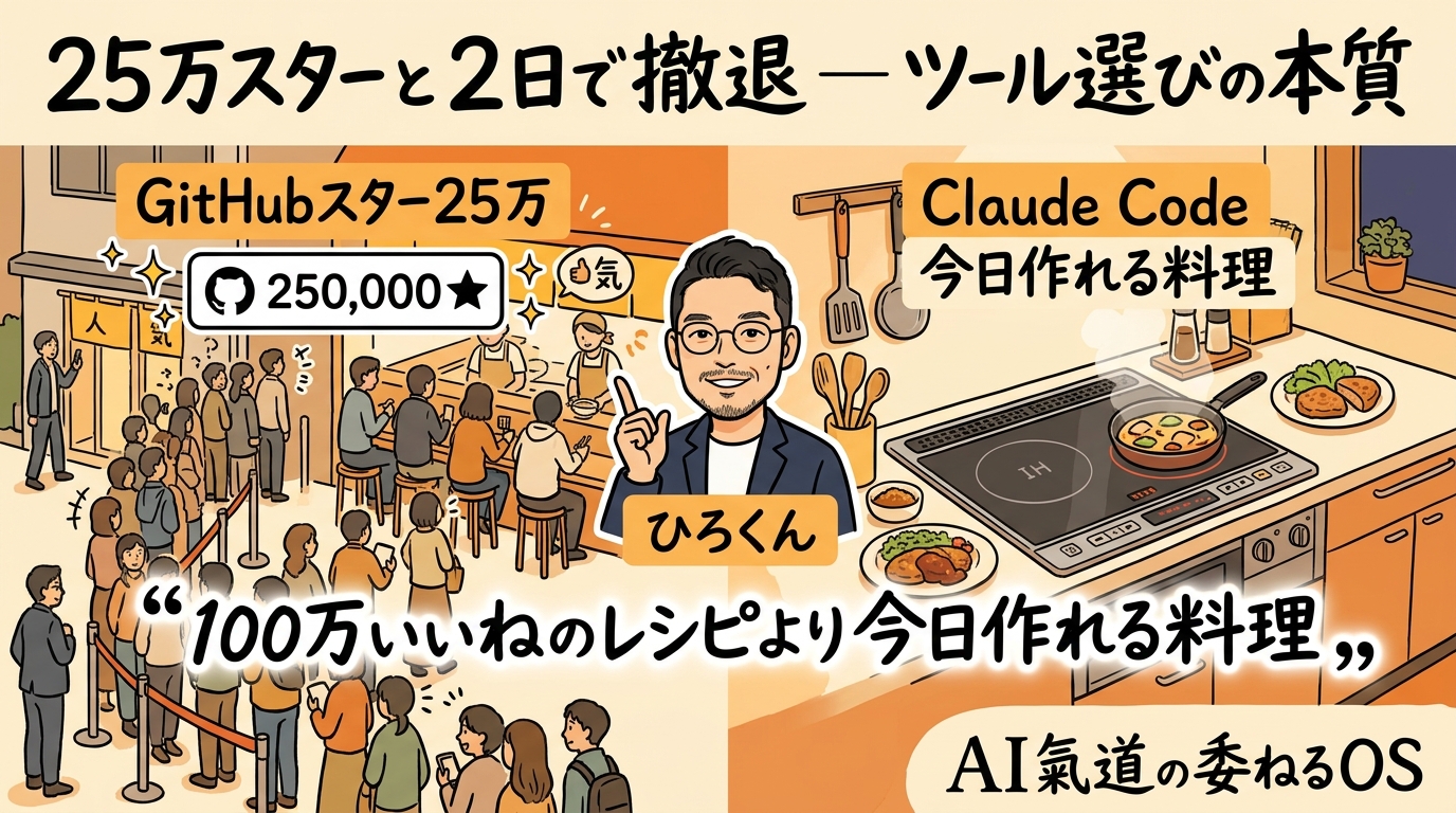 25万スターと2日で撤退 ツール選びの本質 コラム図解