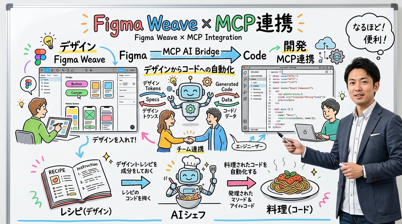 Figma Weave Codex MCP デザイン コード 双方向 図解