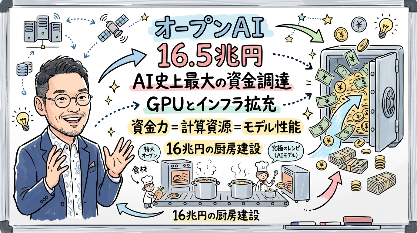 OpenAI 1100億ドル 資金調達 AI史上最大 図解