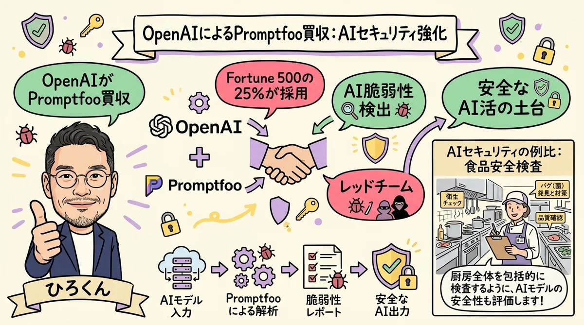 Promptfoo買収でAIセキュリティ強化図解