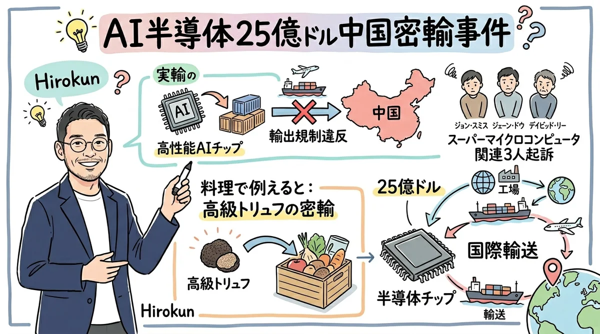 AI半導体密輸事件のグラレコ図解