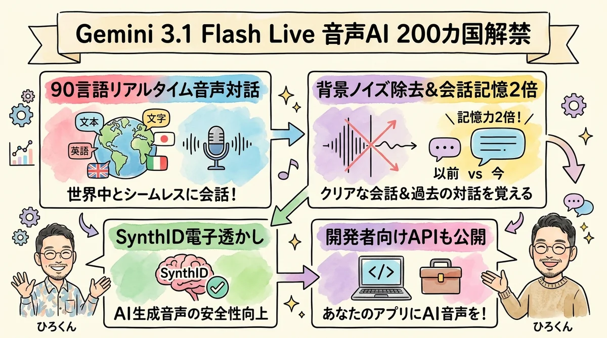 Gemini 3.1 Flash Live 音声AI グラレコ