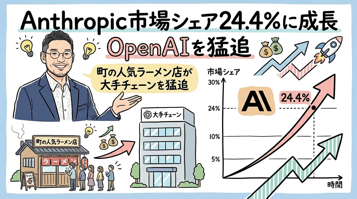 Anthropic市場シェア24.4%に成長の図解