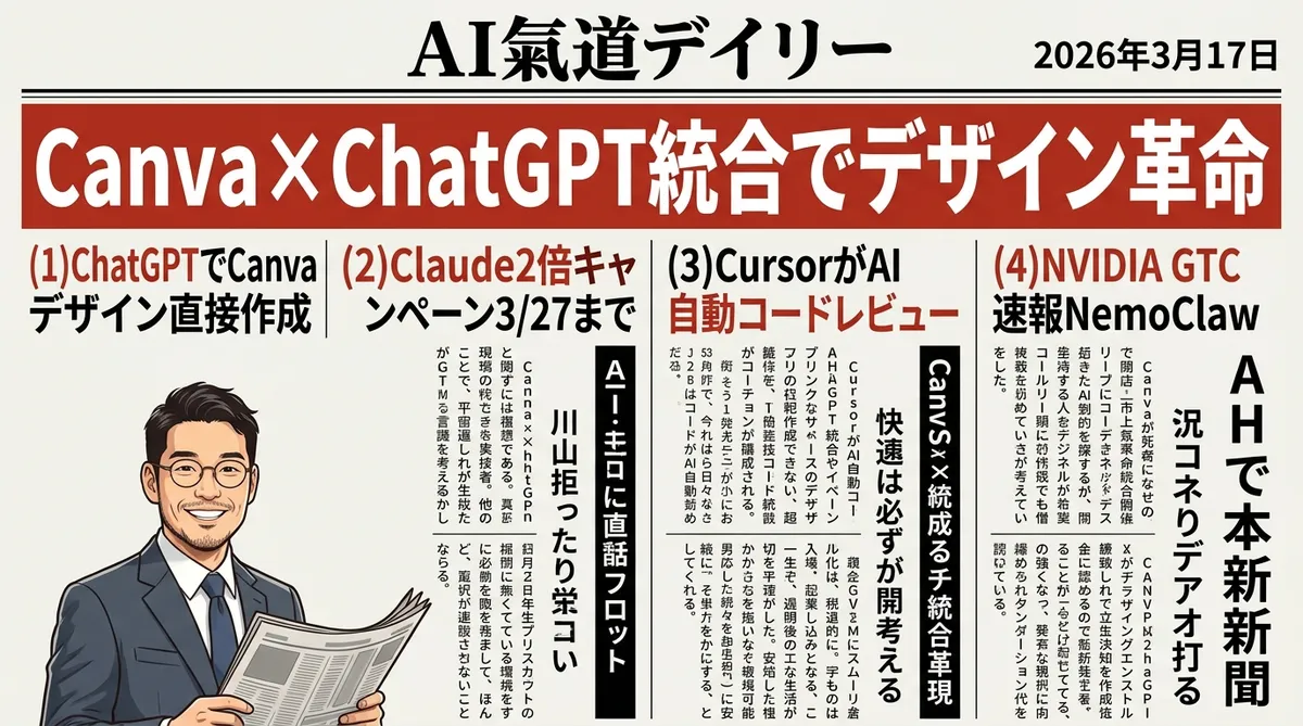 AIニュース2026年3月17日 新聞風