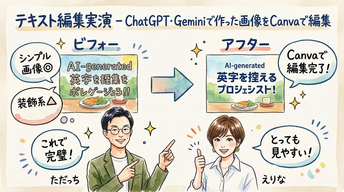 ChatGPT Gemini画像テキスト編集実演 見出し画像