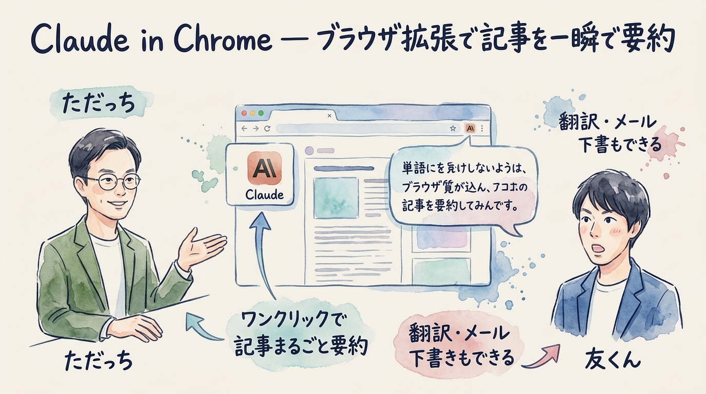 Claude in Chromeブラウザ拡張 図解