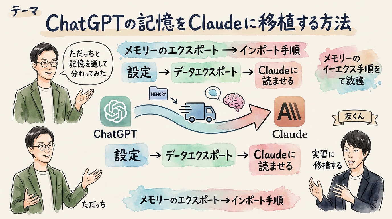 ChatGPTの記憶をClaudeに移植 図解