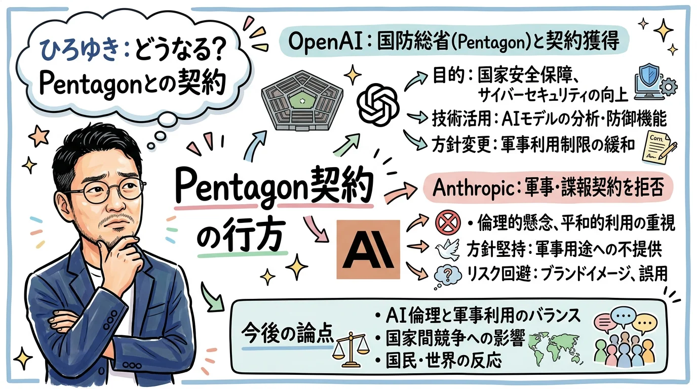 OpenAI Pentagon契約を解説するグラレコ図解