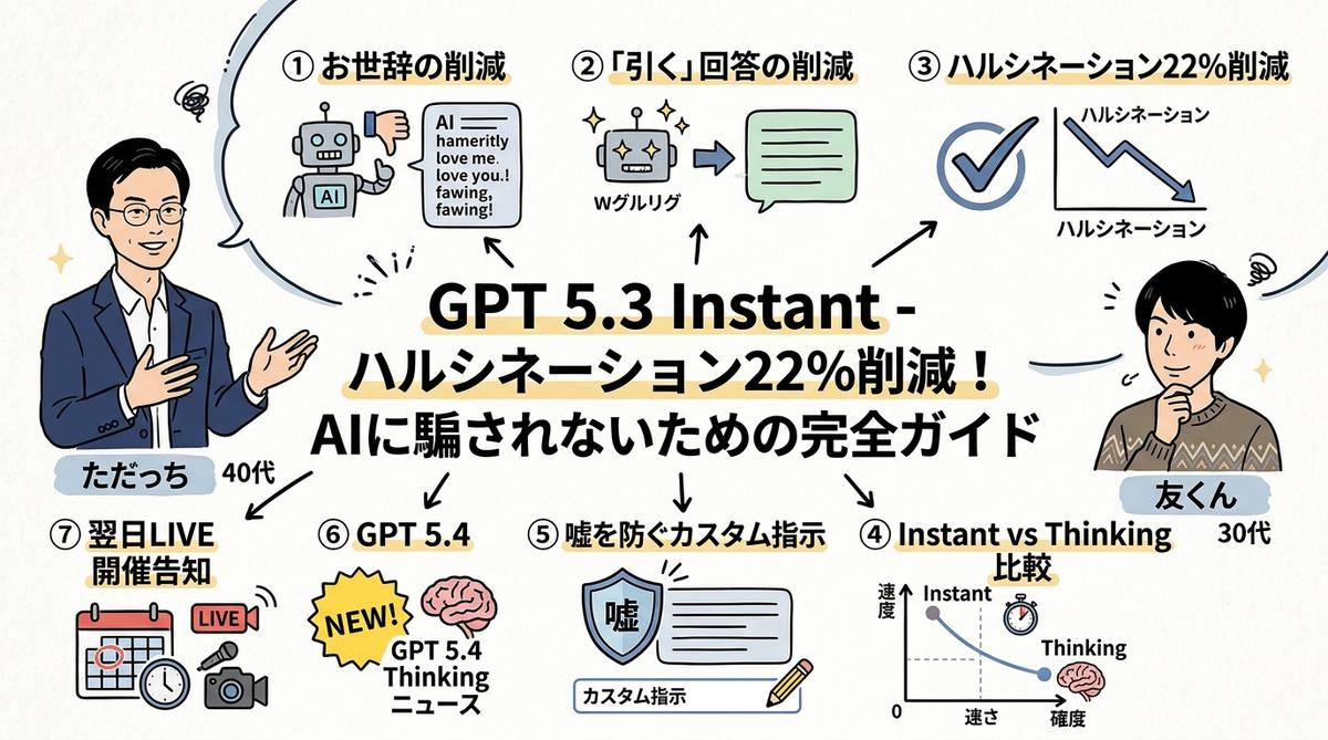 GPT 5.3 Instantでハルシネーション27%減！4つの進化を解説 全体グラレコ
