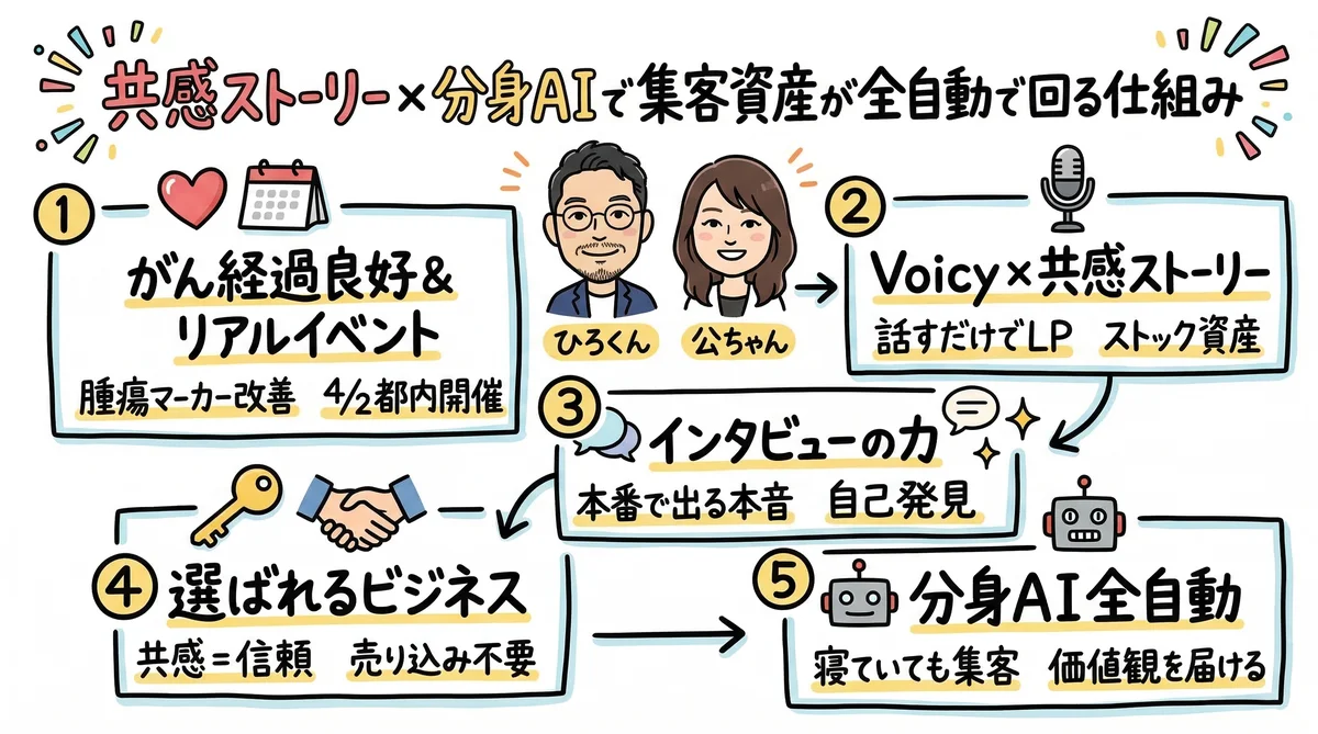 共感ストーリー×分身AIで集客資産が全自動で回る仕組み グラレコ全体図