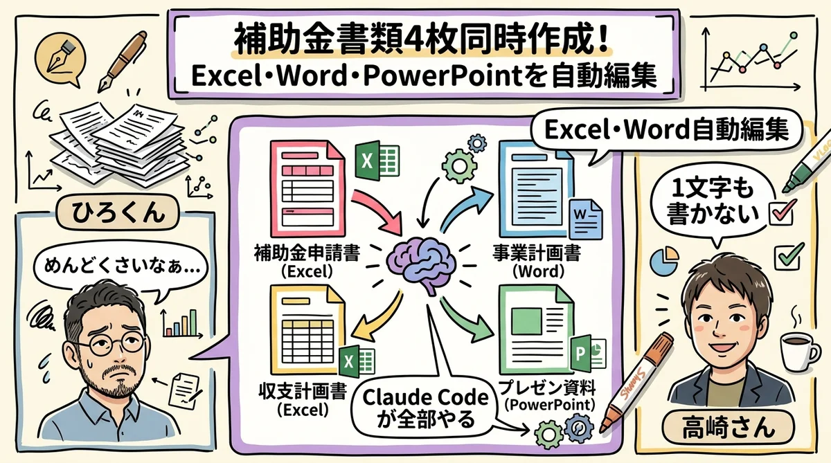 Excel・Word・PowerPoint書類を4枚同時作成 グラレコ図解