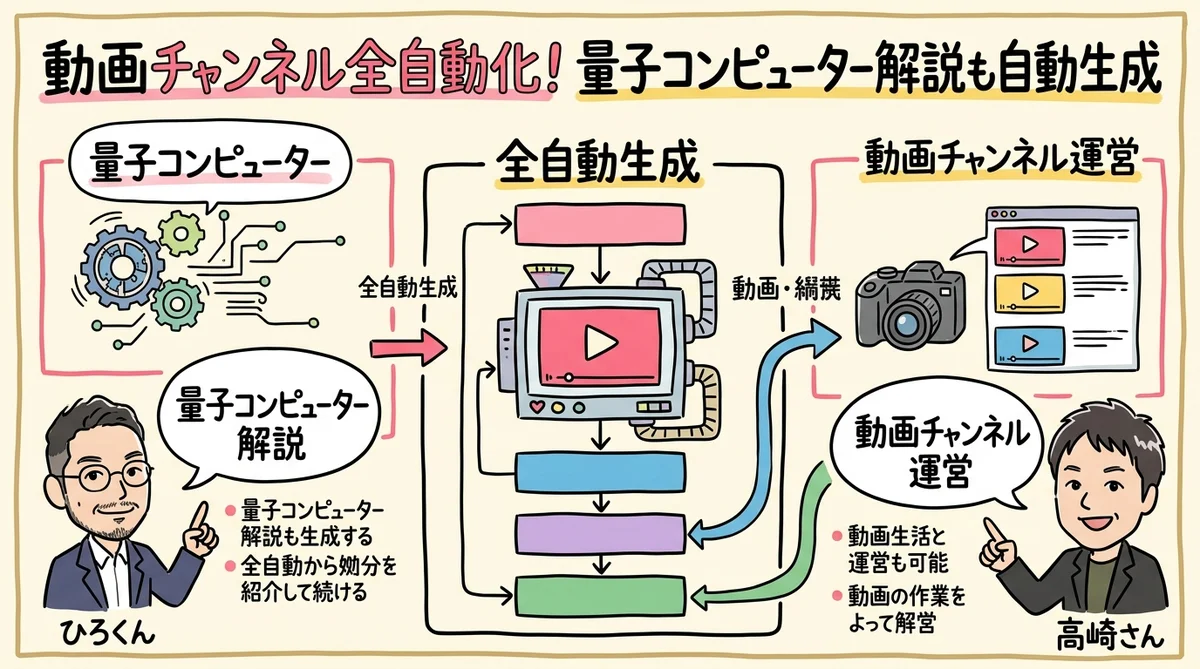 量子コンピューター解説動画を自動生成 グラレコ図解