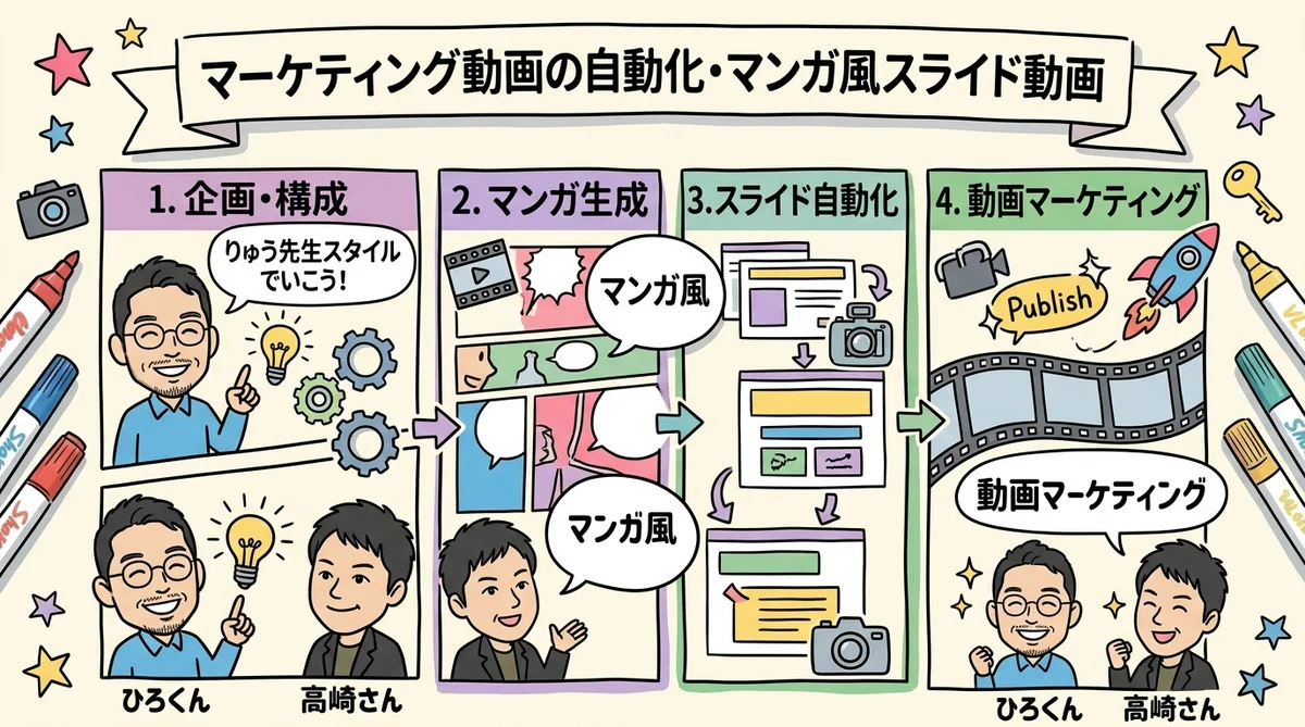 マーケティング動画の自動化 グラレコ図解