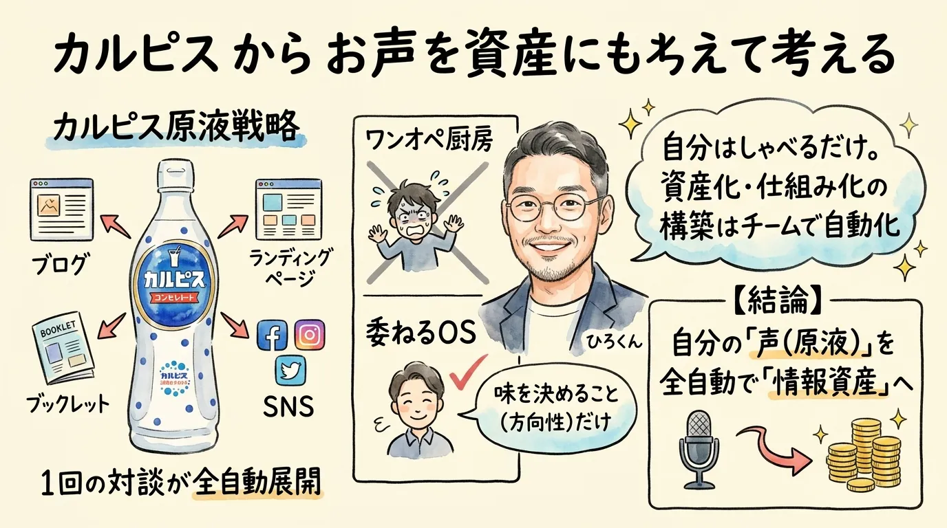 ひろくんコラム——カルピス原液から考える声を資産にするということ図解