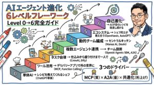 AIエージェント進化の6段階フレームワーク Level 0→6 全体図解