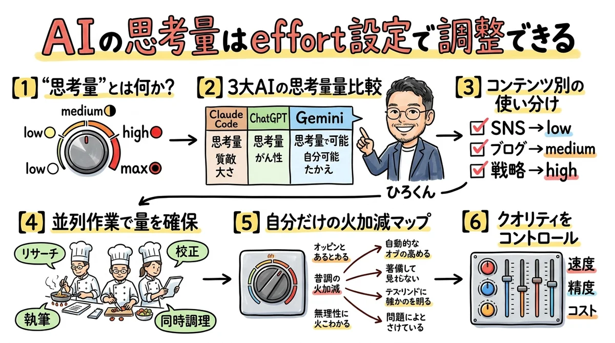 AIの思考量はeffort設定で調整できる 全体図解グラレコ