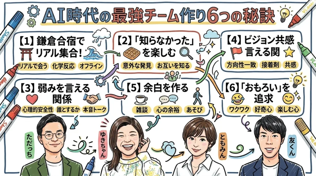 AI時代の最強チーム作り3つの秘訣 全体図解グラレコ