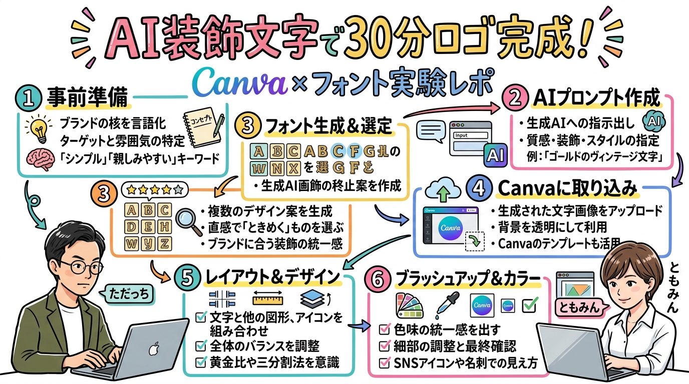 AI装飾文字実験 全体グラレコ ただっち×ともみん