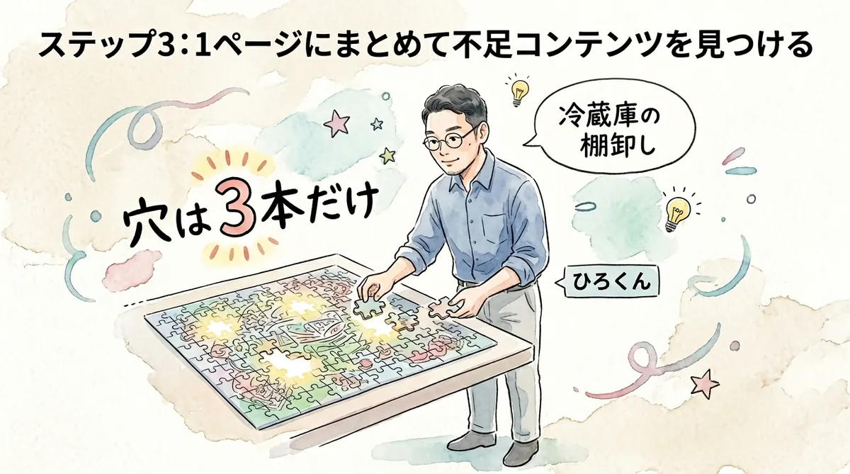 不足コンテンツを見つけるステップ3