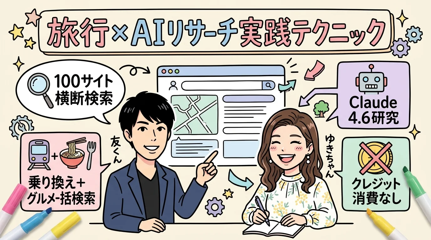 Gensparkで旅行リサーチ 乗り換えグルメ一括 グラレコ