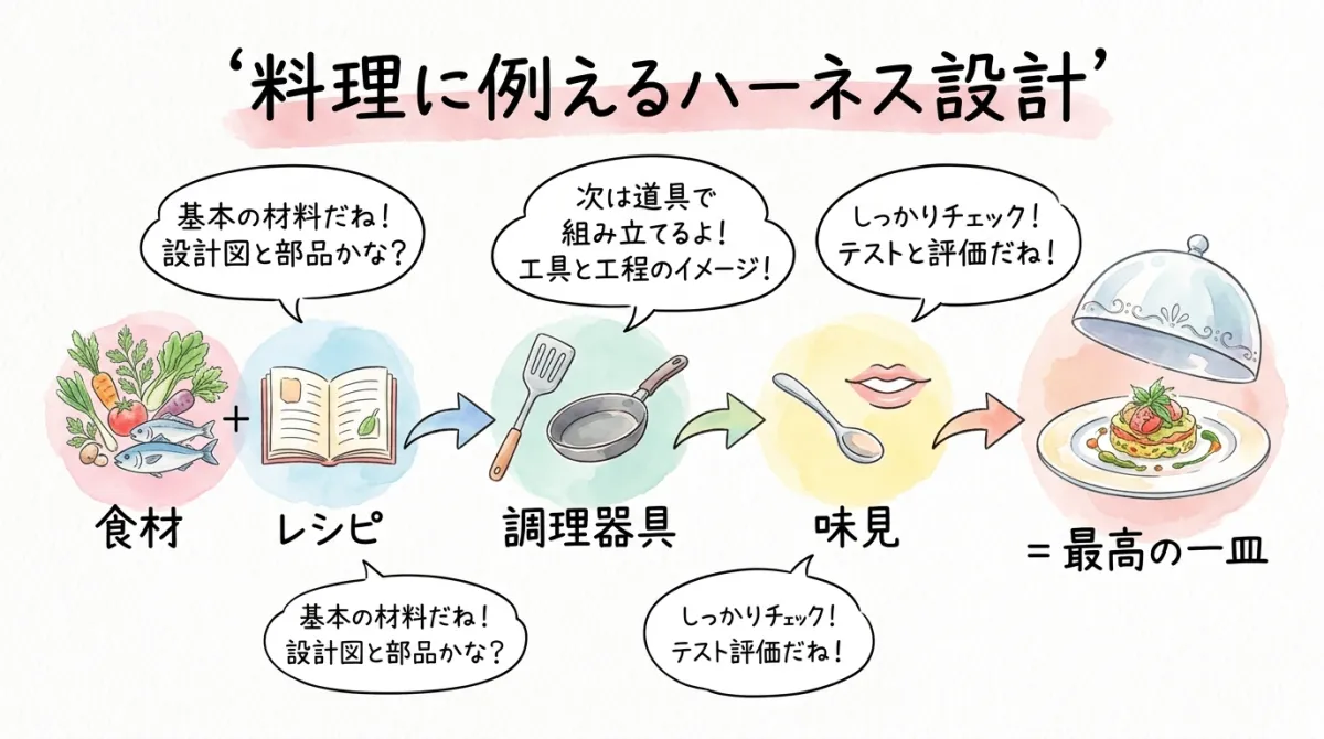 料理に例えるハーネス設計 図解