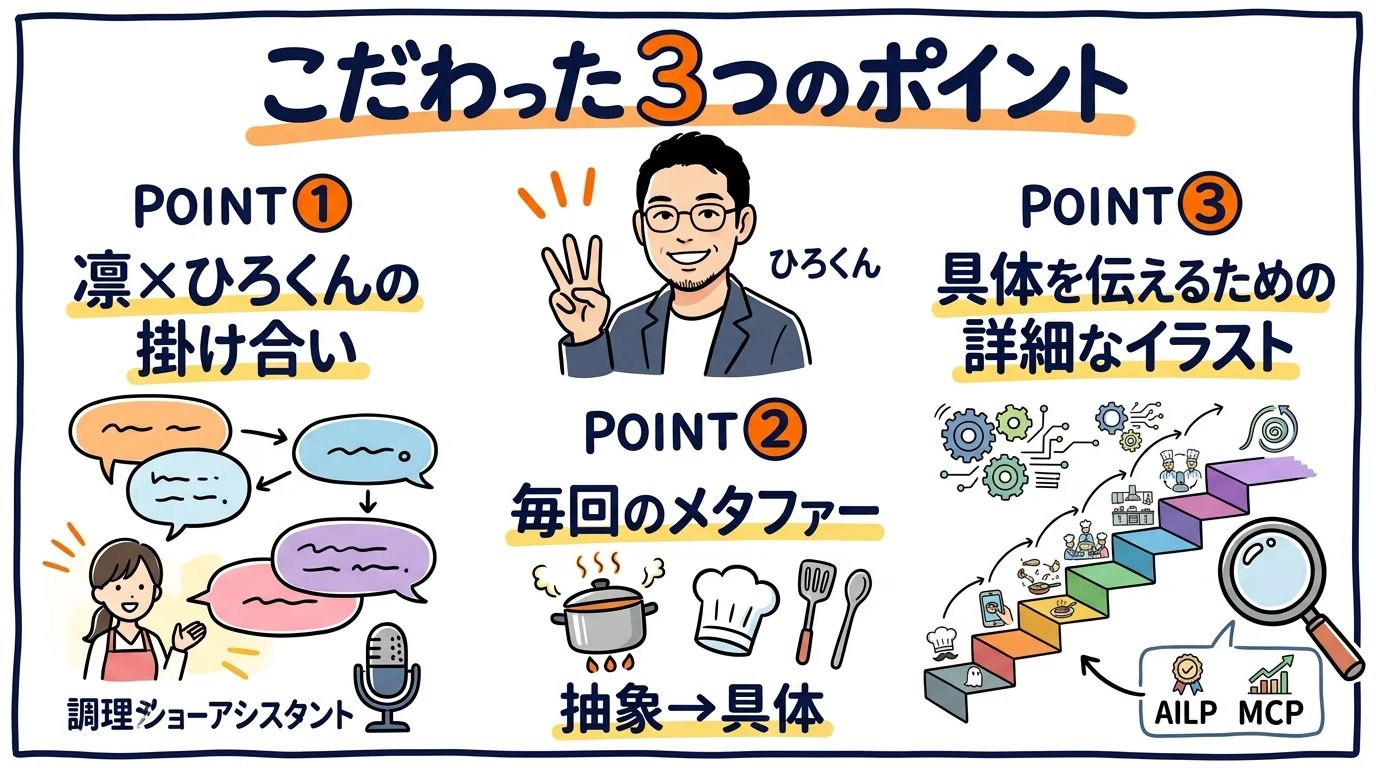 こだわった3つのポイント グラレコ図解