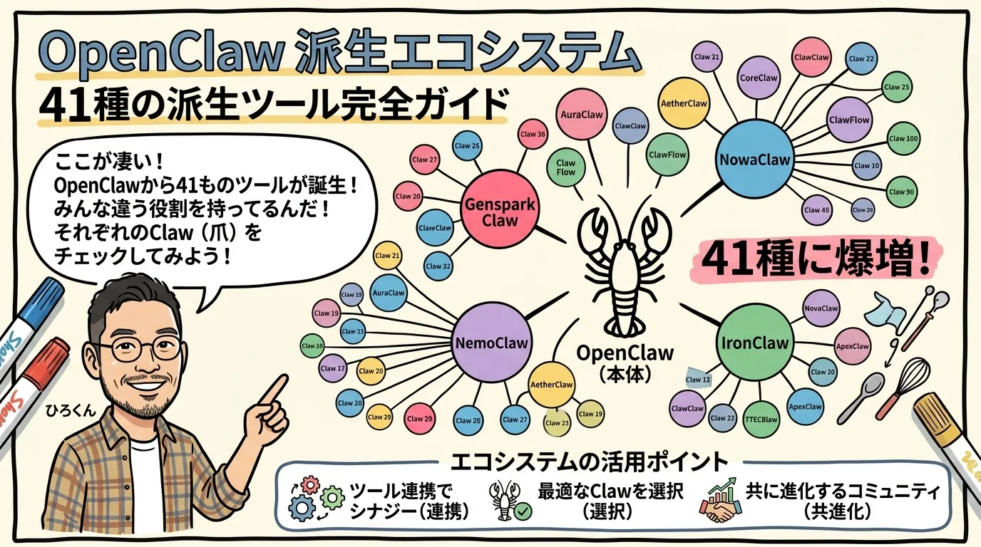OpenClaw派生エコシステム41種 完全マップ