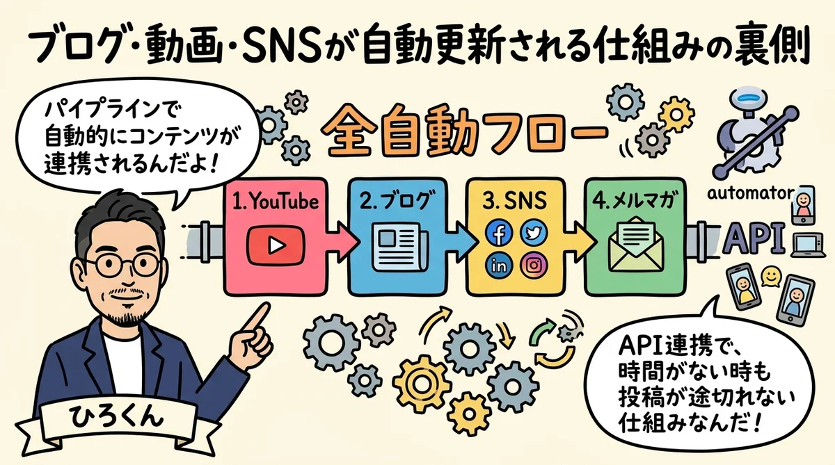 ブログ動画SNS自動更新の仕組み図解