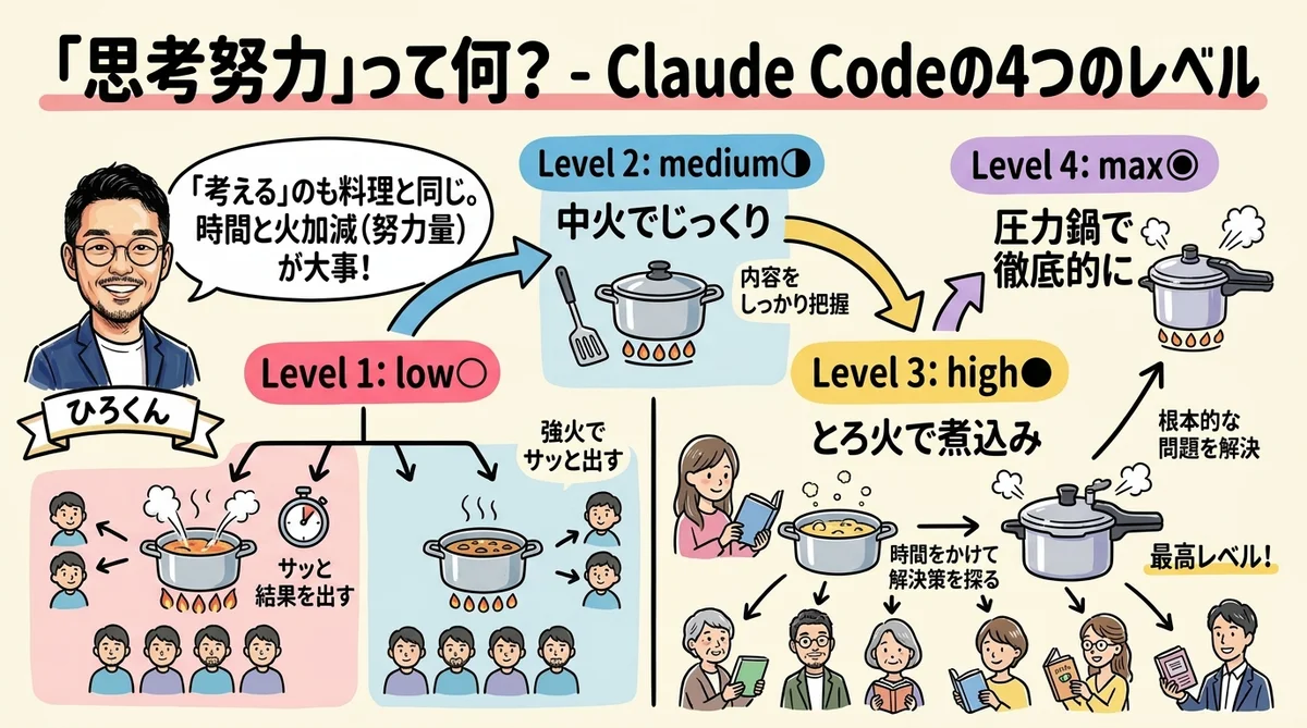 「思考量」とは何か？ effort 4段階 low medium high max