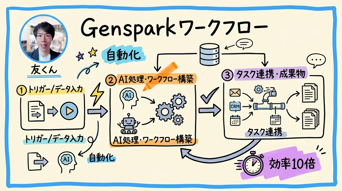 Gensparkワークフロー自動化 グラレコ