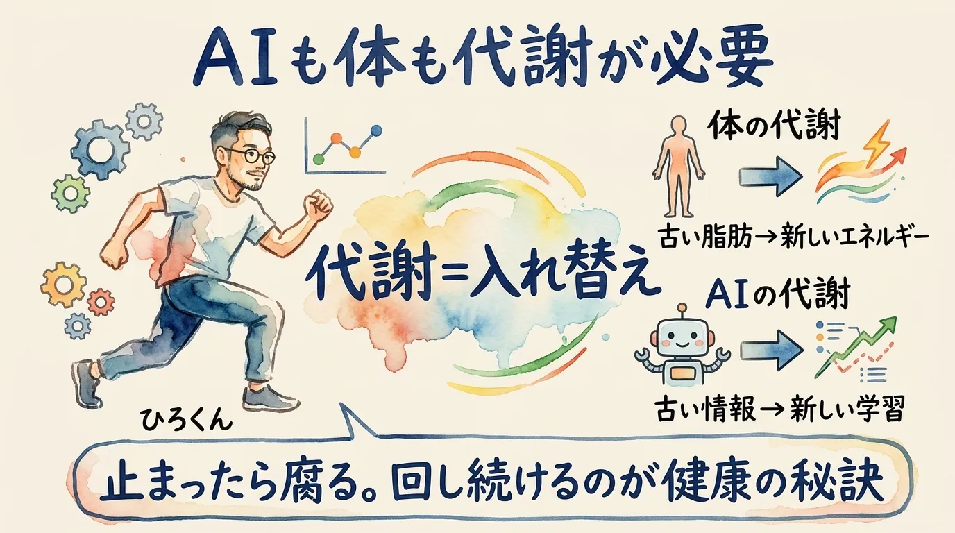 ひろくんコラム図解 AIも体も代謝が必要