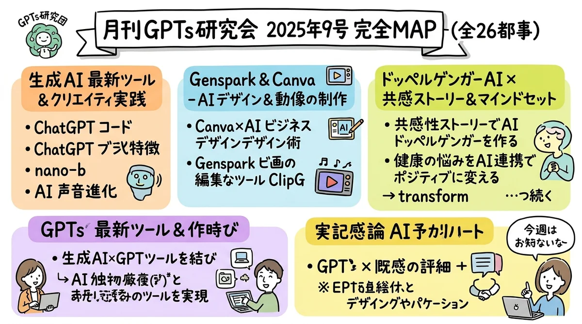 月刊GPTs研究会 2025年9月号 MONTH MAP グラフィックレコーディング