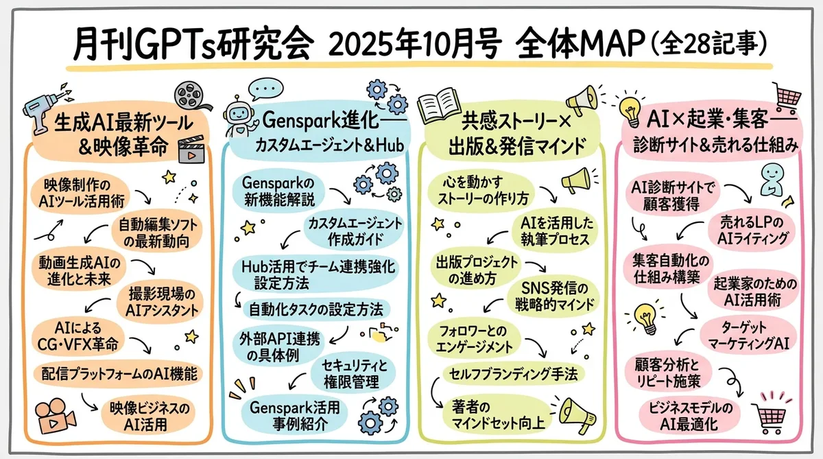 月刊GPTs研究会 2025年10月号 MONTH MAP グラフィックレコーディング