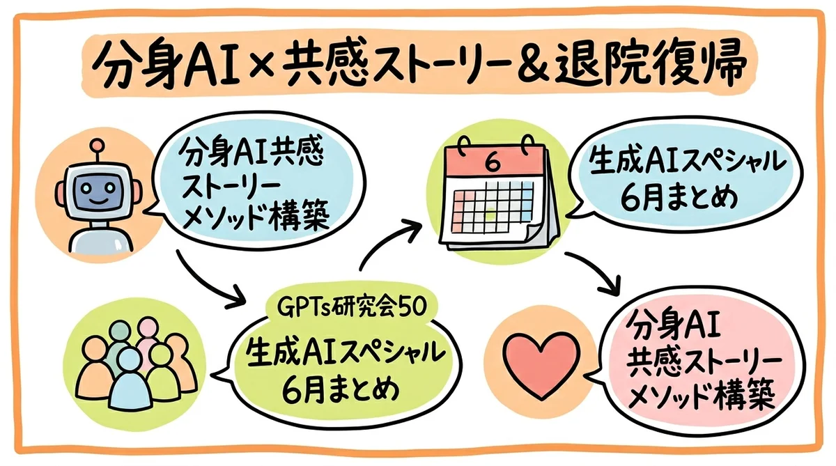 月刊GPTs研究会 2025年7月号 分身AI×共感ストーリー＆退院復帰 グラフィックレコーディング