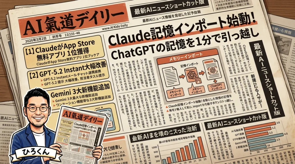 AI氣道デイリー 2026年3月2日号 新聞風アイキャッチ
