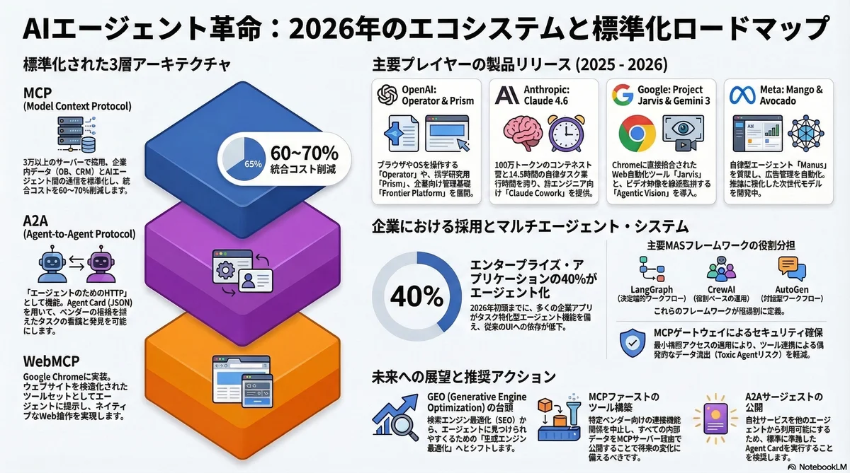 NotebookLMインフォグラフィック AIエージェント2026年エコシステム