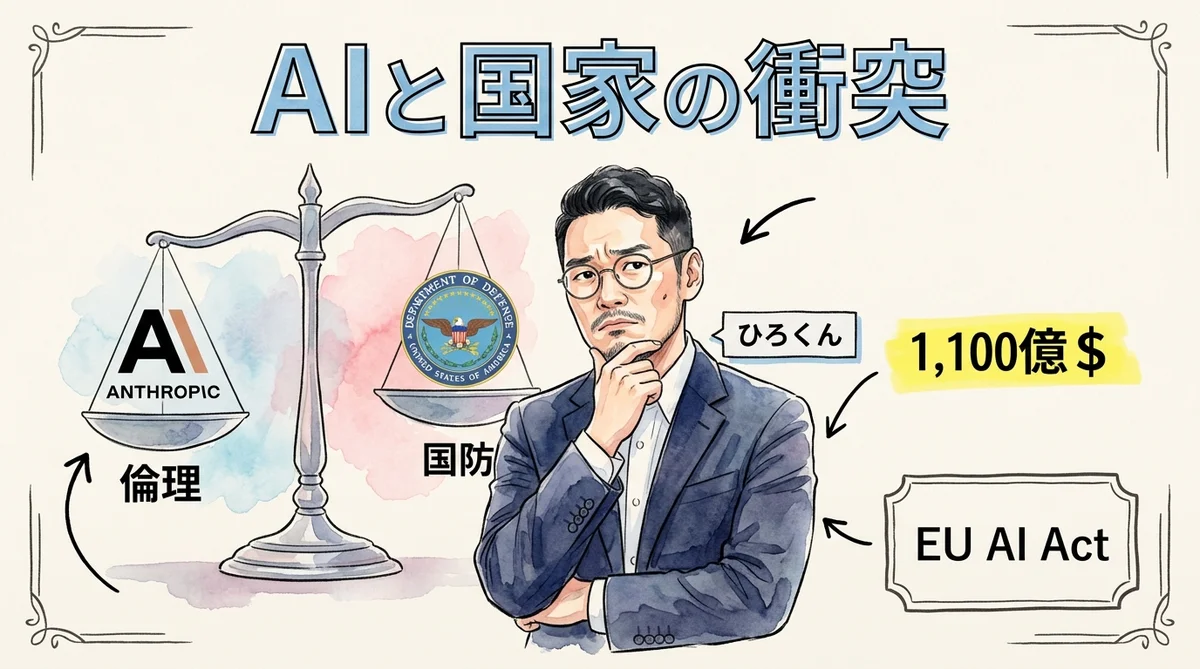 AIと国家の衝突水彩グラレコ