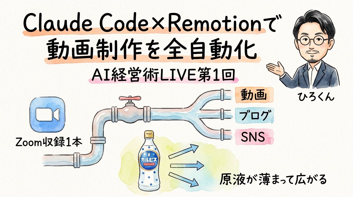 Claude Code×Remotionで動画制作を全自動化 AI経営術LIVE #1 グラフィックレコーディング図解