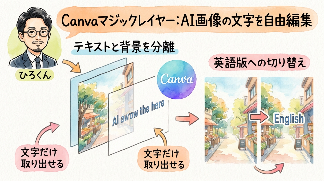 Canvaマジックレイヤーの使い方 AI画像の文字を自由に編集する裏技 グラフィックレコーディング図解