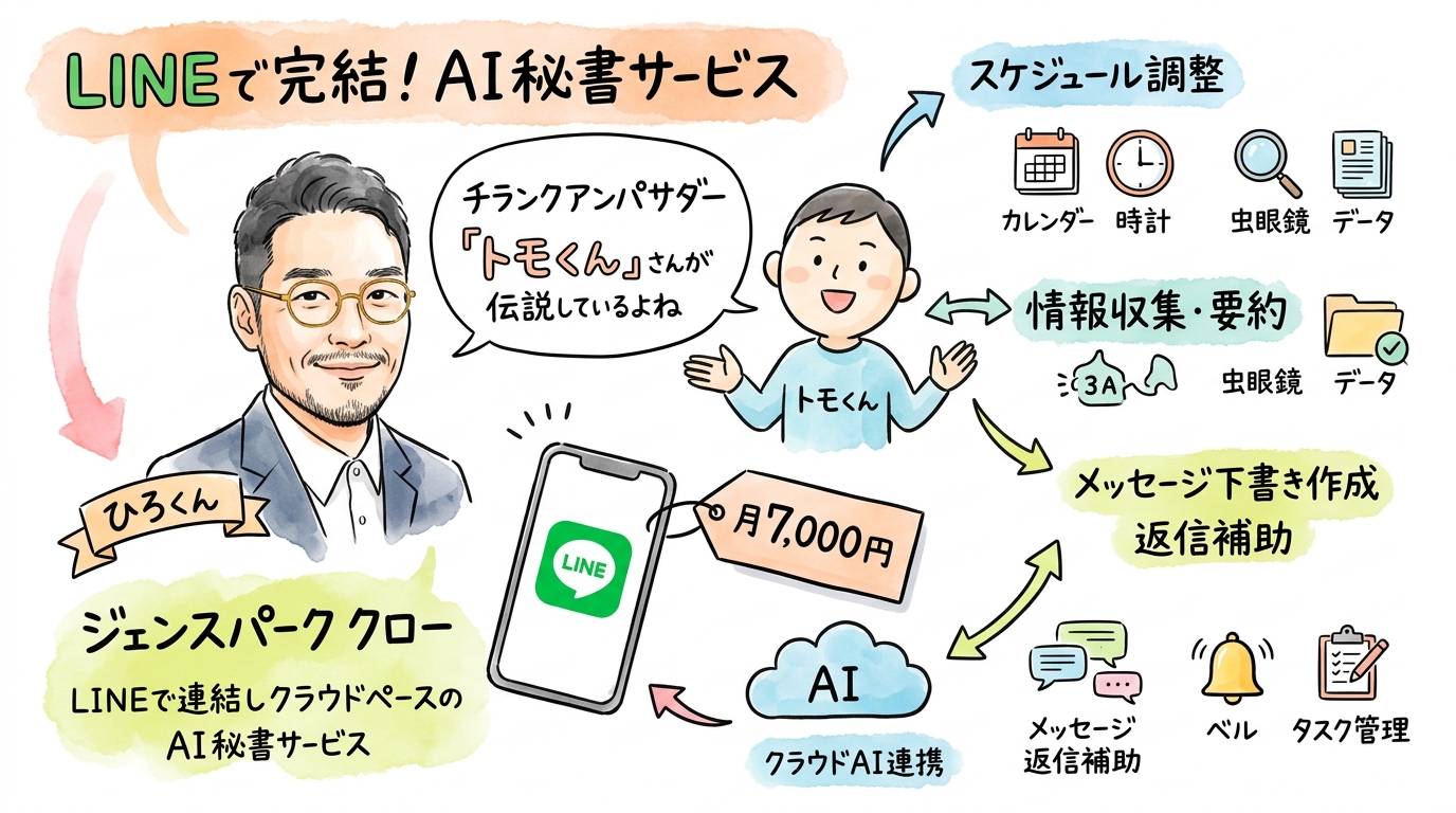 Genspark Clawで月7000円のAI秘書 LINE連携・自動リサーチ グラフィックレコーディング図解