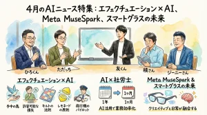 4月AIニュース エフェクチュエーション×AI グラレコ全体図