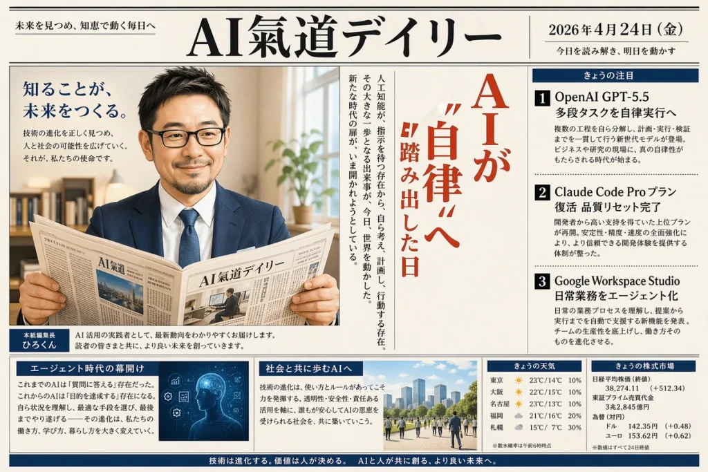 AI氣道デイリー2026年4月24日号 新聞風アイキャッチ