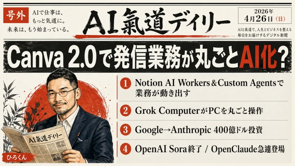 AI氣道デイリー 2026年4月26日号 新聞風メイン画像