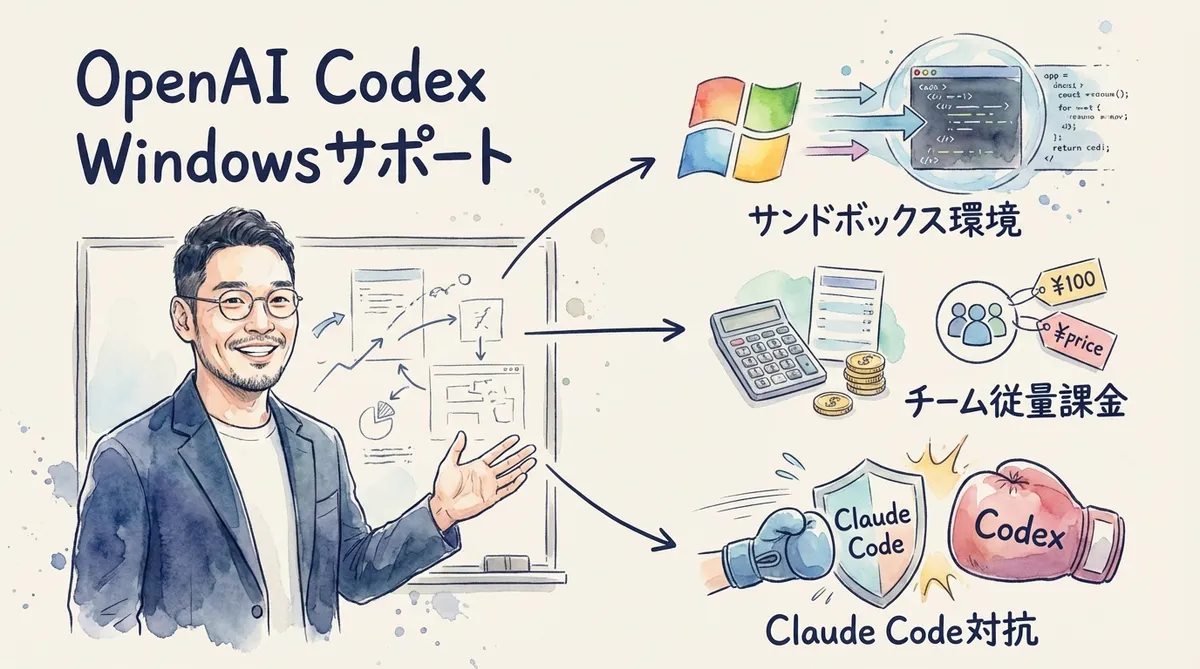 OpenAI Codex Windows sandbox対応のグラレコ図解