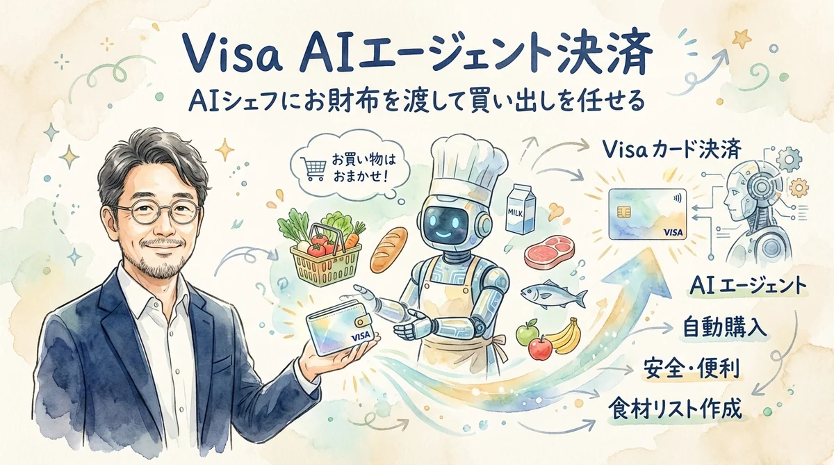 Visa AIエージェント決済のグラレコ図解