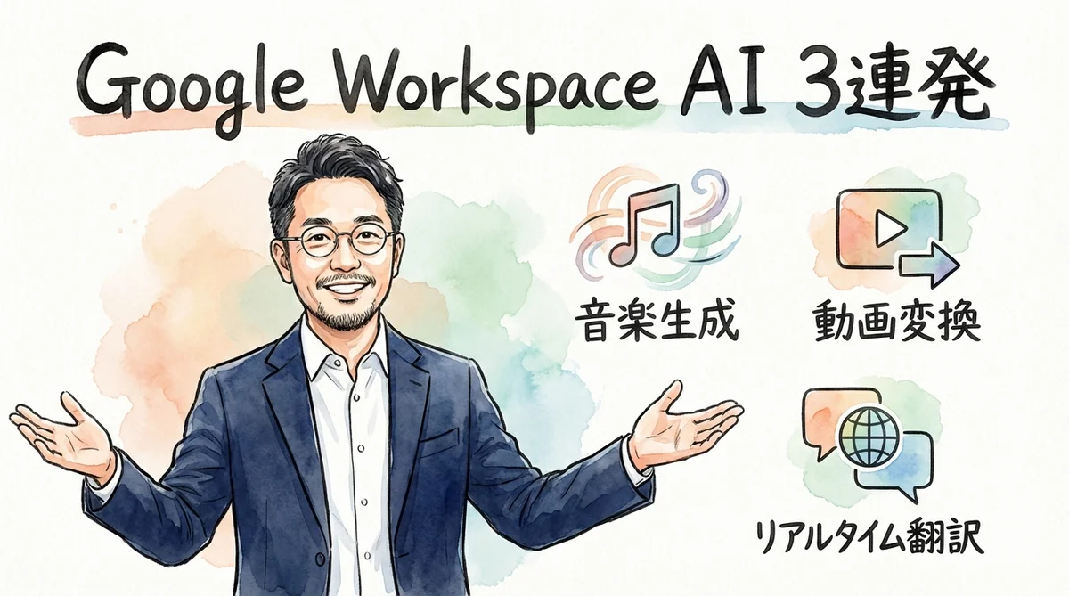 Google Workspace AI更新のグラレコ図解